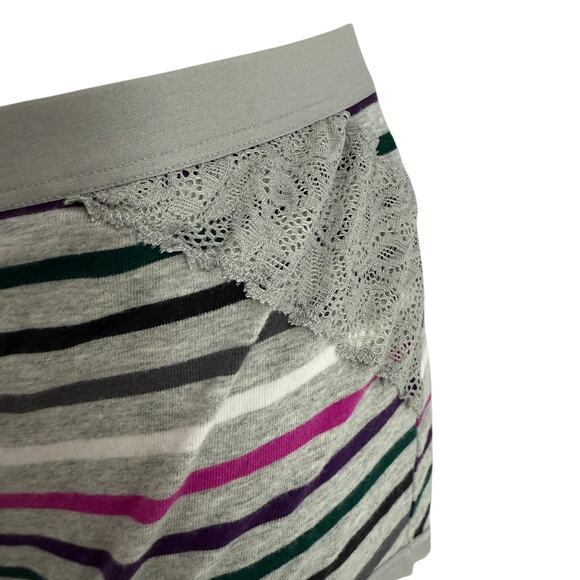 Cacique Cotton Full Brief Panty Gray Multicolor Stripe Size 14/16 - Picture 2 of 6